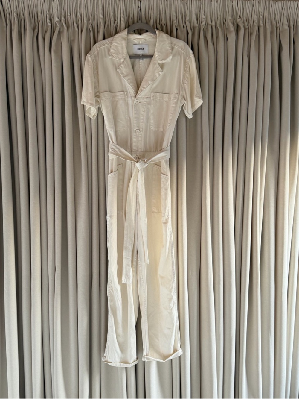 Pistola Cream Utility Jumpsuit with Tie Waist